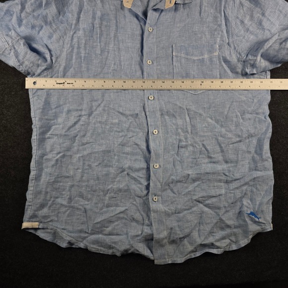 Tommy Bahama Mens Blue Linen Short Sleeve Button Down Shirt Breathable Size L - Picture 5 of 12